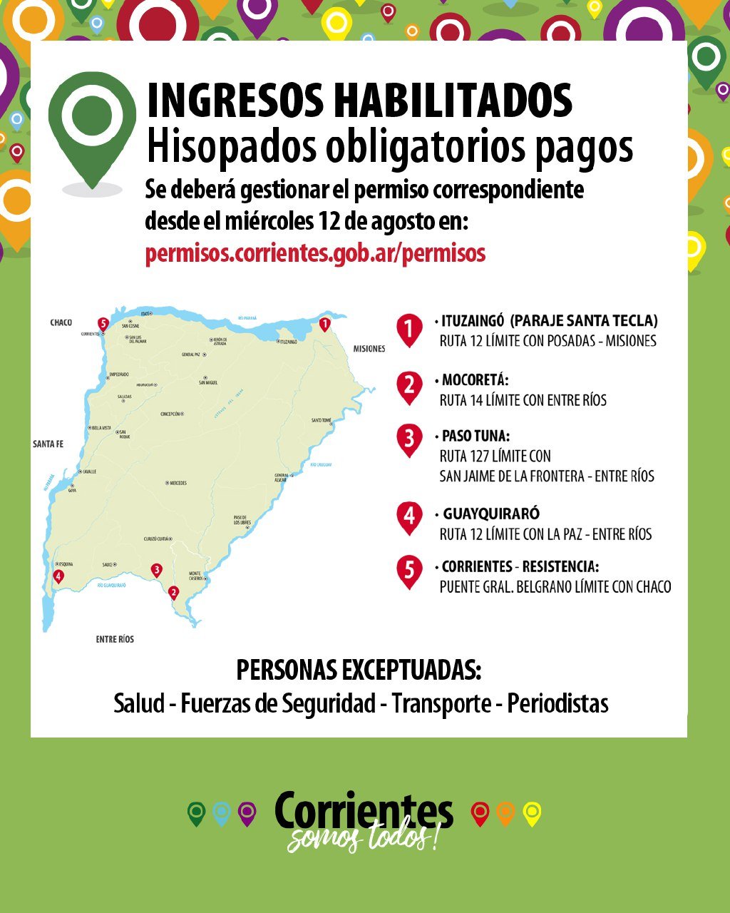 Corrientes pedirá testeos pagos para quien quiera ingresar a la provincia