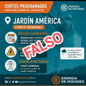 Energía de Misiones advierte sobre la circulación de comunicados falsos que buscan generar confusión