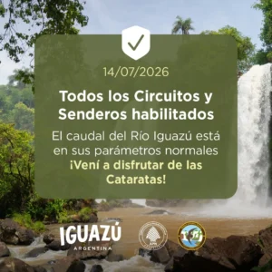 Desmienten versiones sobre una crecida del río Iguazú: el Parque Nacional opera con todos sus circuitos habilitados