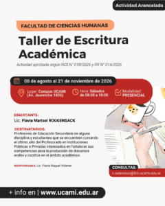 La Facultad de Ciencias Humanas (FCH) de la UCAMI invita a participar del Taller de Escritura Académica