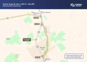 Vialidad sustituye una alcantarilla en la ruta nacional 14 a la altura de Campo Viera
