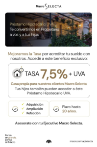 Banco Macro mejora las tasas de préstamos hipotecarios a 20 años