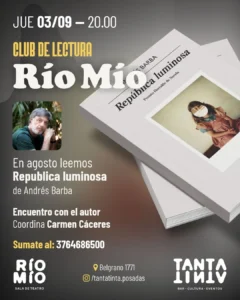 Río Mío invita a conversar con Andrés Barba sobre “República luminosa”