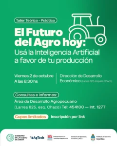 El INTA dictará en Oberá un taller sobre Inteligencia Artificial aplicada al sector agropecuario