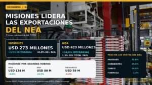 Misiones explica 44 de cada 100 dólares exportados del NEA con Brasil y Estados Unidos como destinos clave